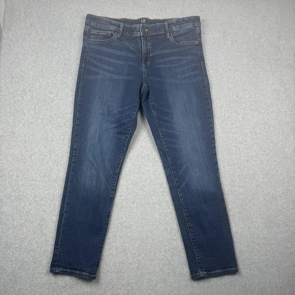 GAP Jeans Womens 31 / 12 Girlfriend Stretch Denim Mid Rise Dark Wash 5 Pocket - Picture 1 of 11